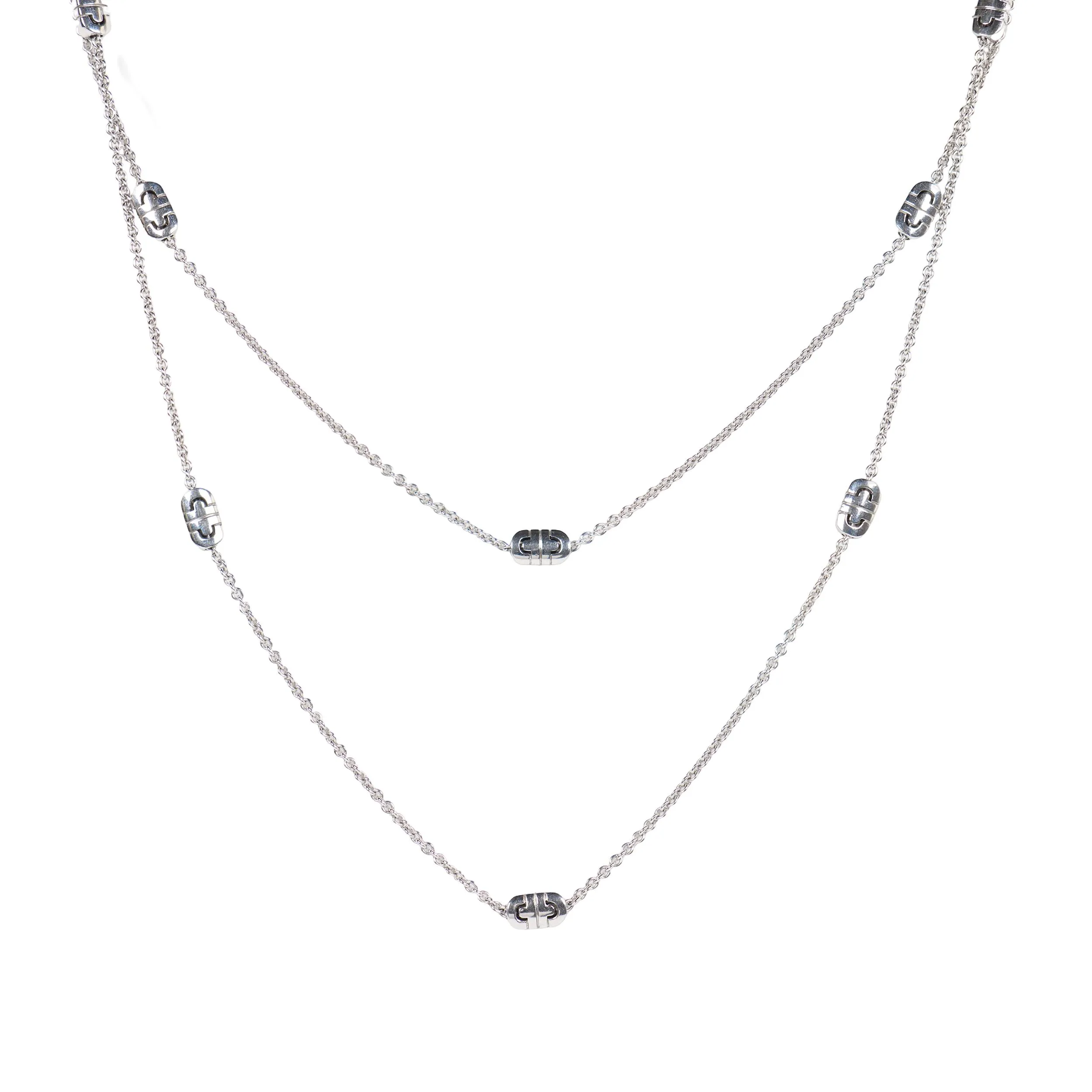 Bvlgari 18k white gold Parentesi chain necklace