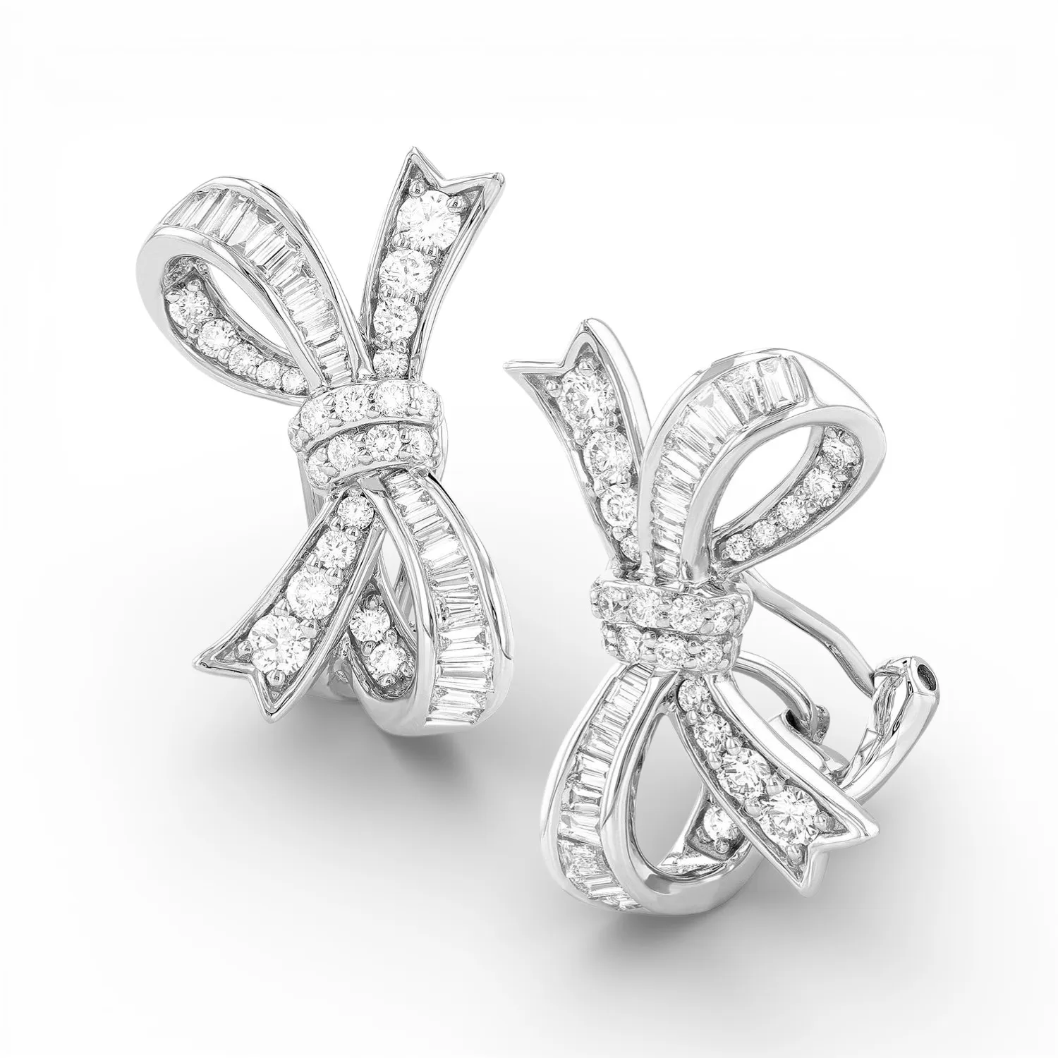 1.26 ctw White Diamond Midjourney Bow Tie 18K White Gold Earrings