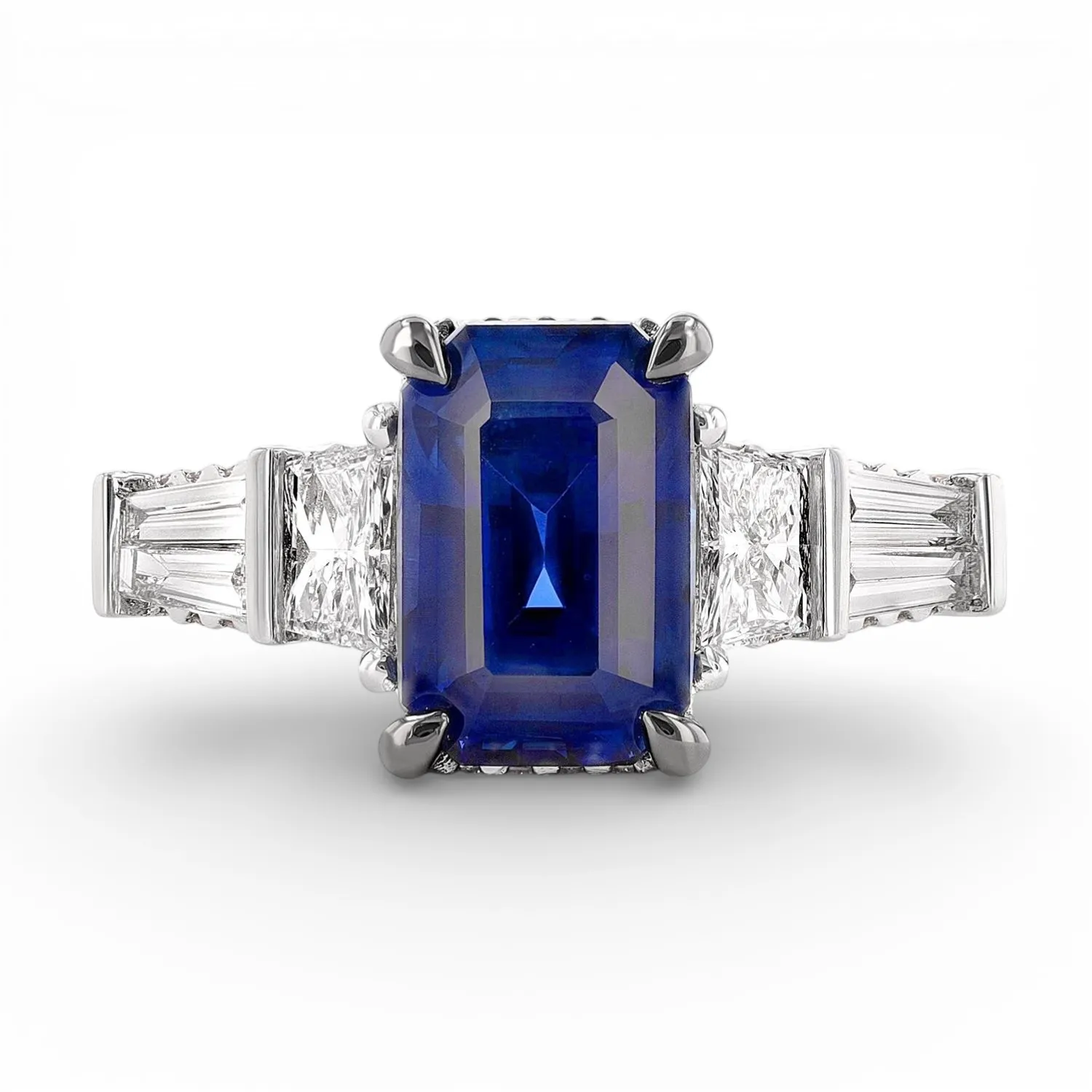 Kaleidoscope Blue Sapphire and 0.87 ctw Diamond Platinum Ring