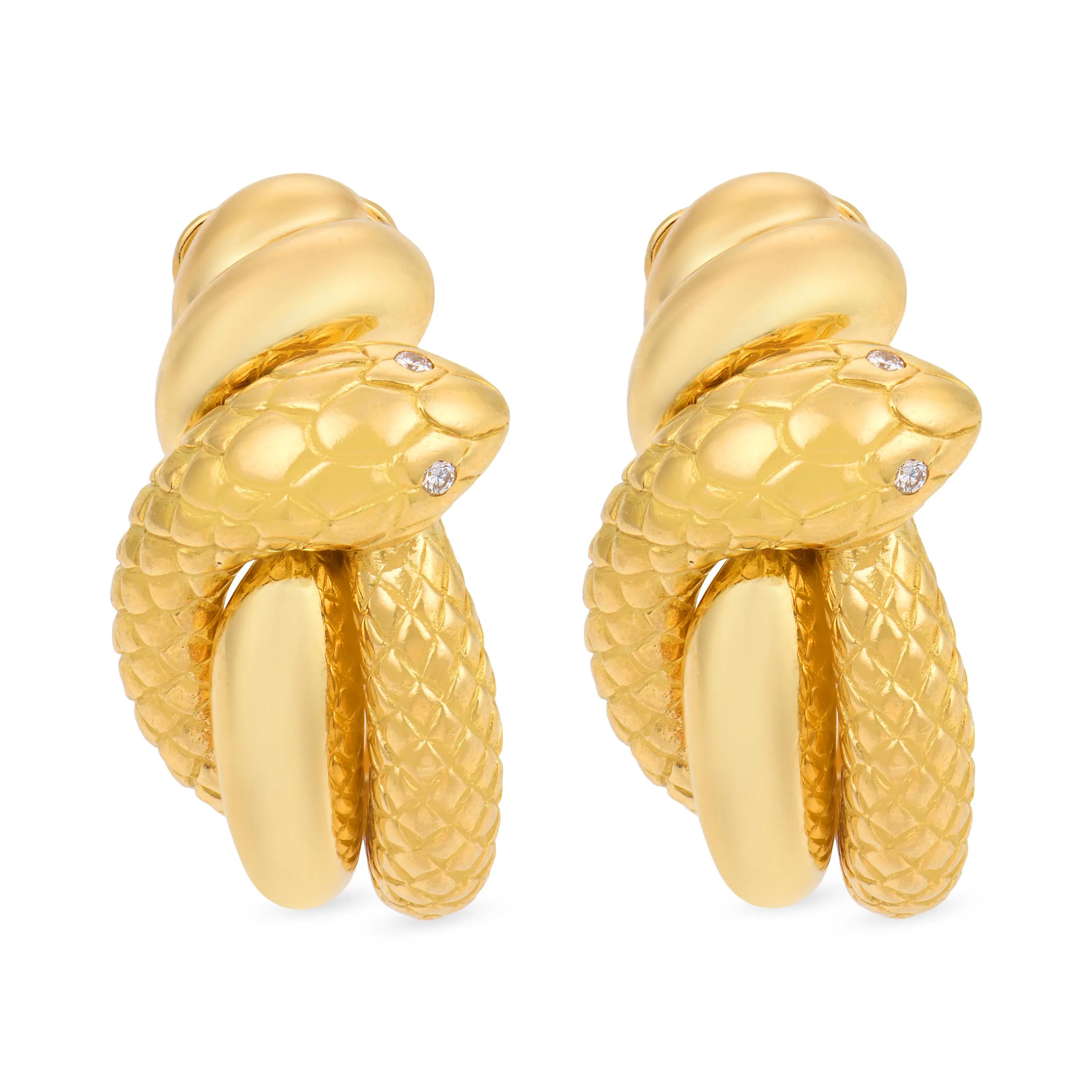 Tabbah French diamond 18k yellow gold shake earrings