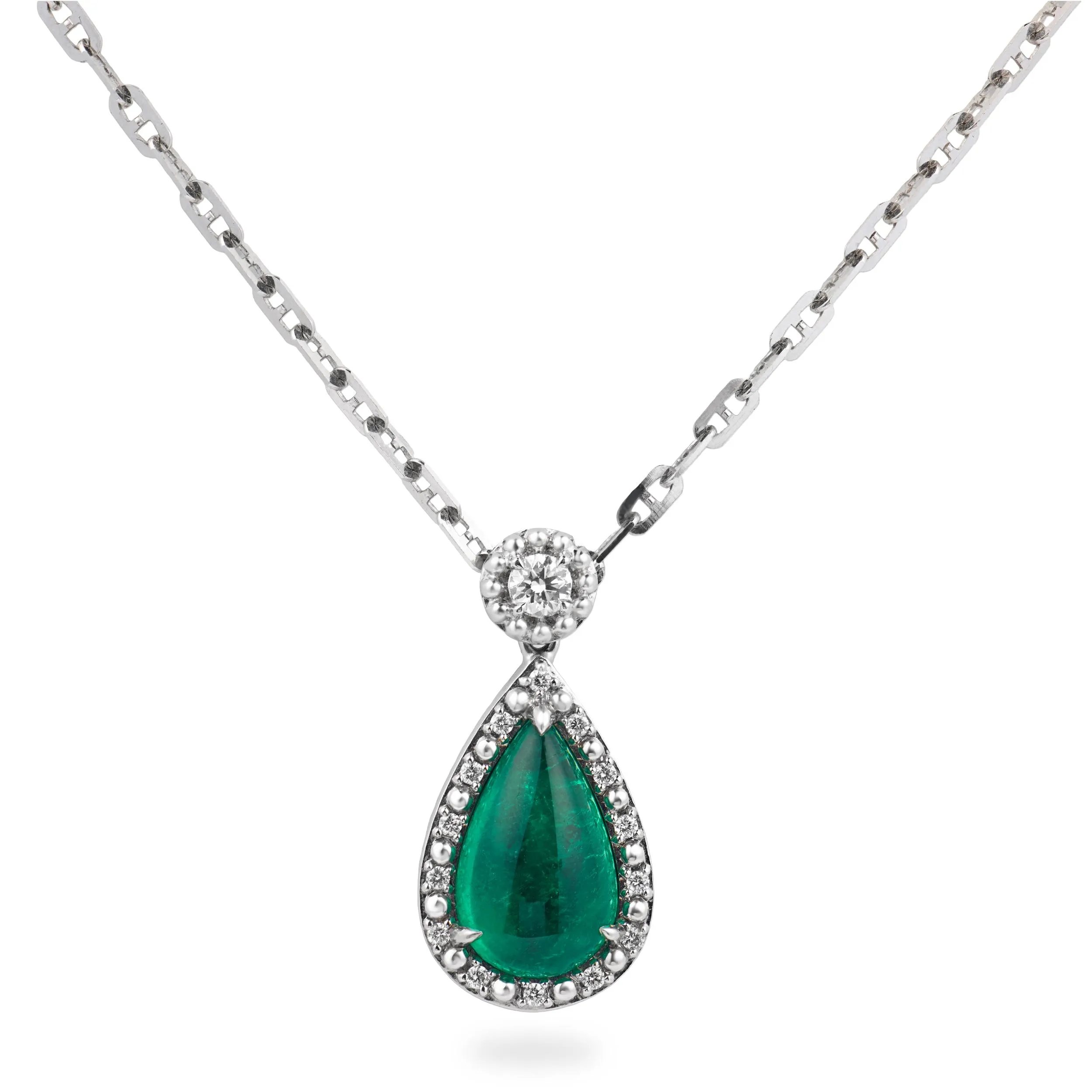 GIA 3.25 carat Colombian emerald diamond 18k white gold pendant necklace