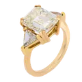 Asscher-cut diamond engagement ring with trillion side stones
