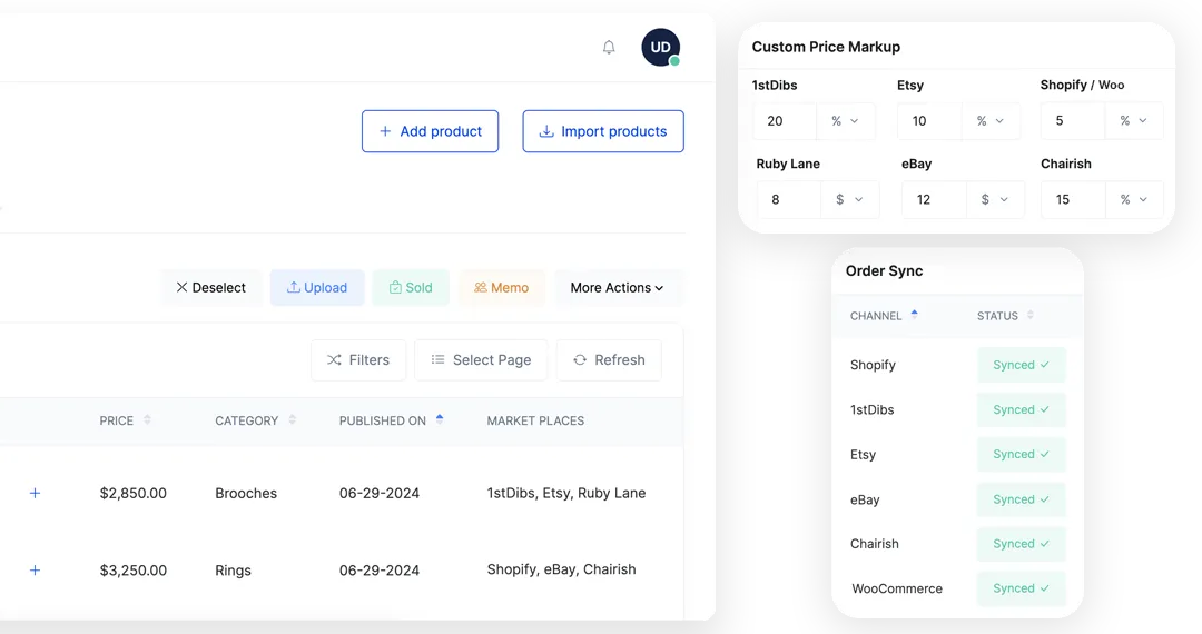 Uploadify pricing markup settings and order sync for jewelry marketplaces