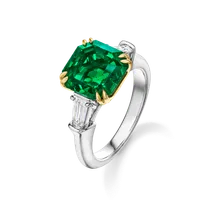 Emerald & diamond 3-stone ring