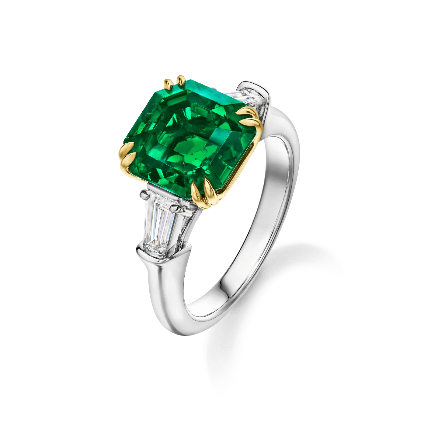 Emerald & diamond engagement ring