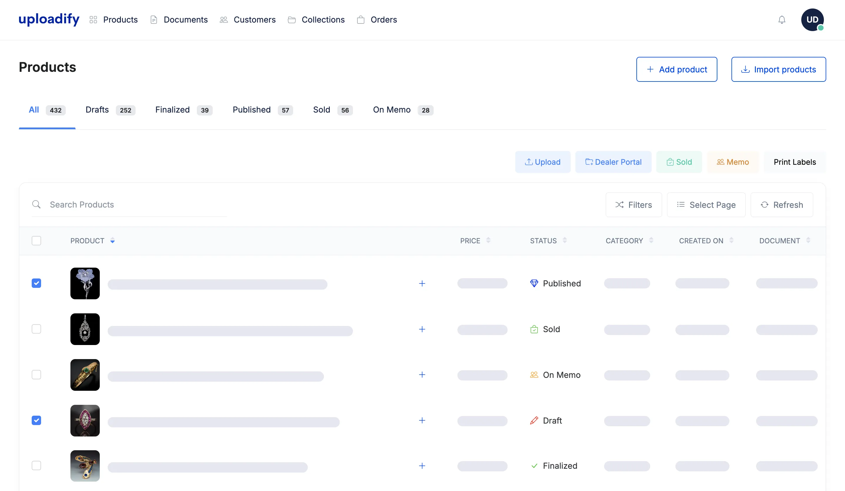 Uploadify inventory management dashboard
