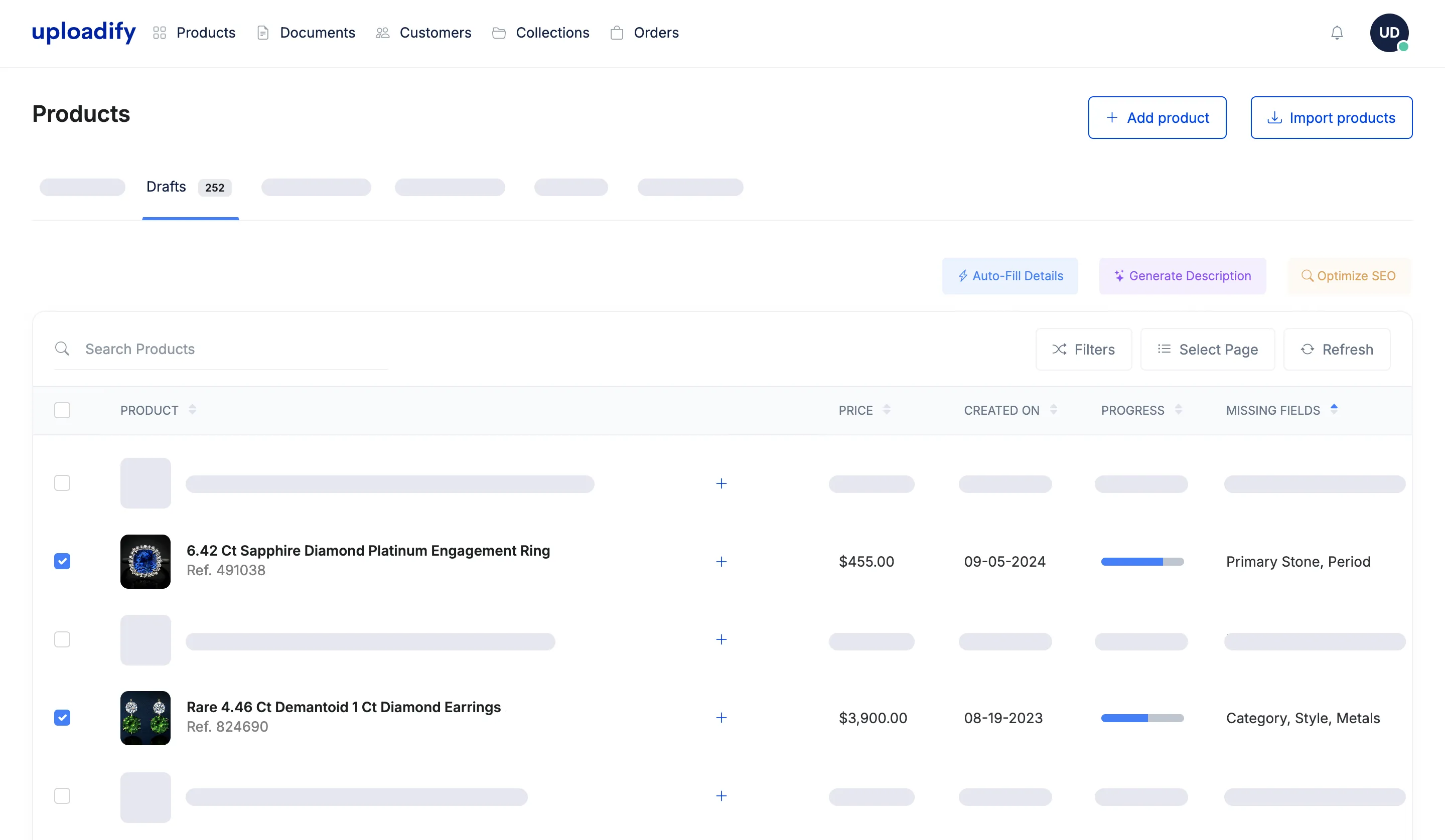 Uploadify AI jewelry identification and description generation