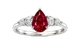 Pear ruby halo engagement ring
