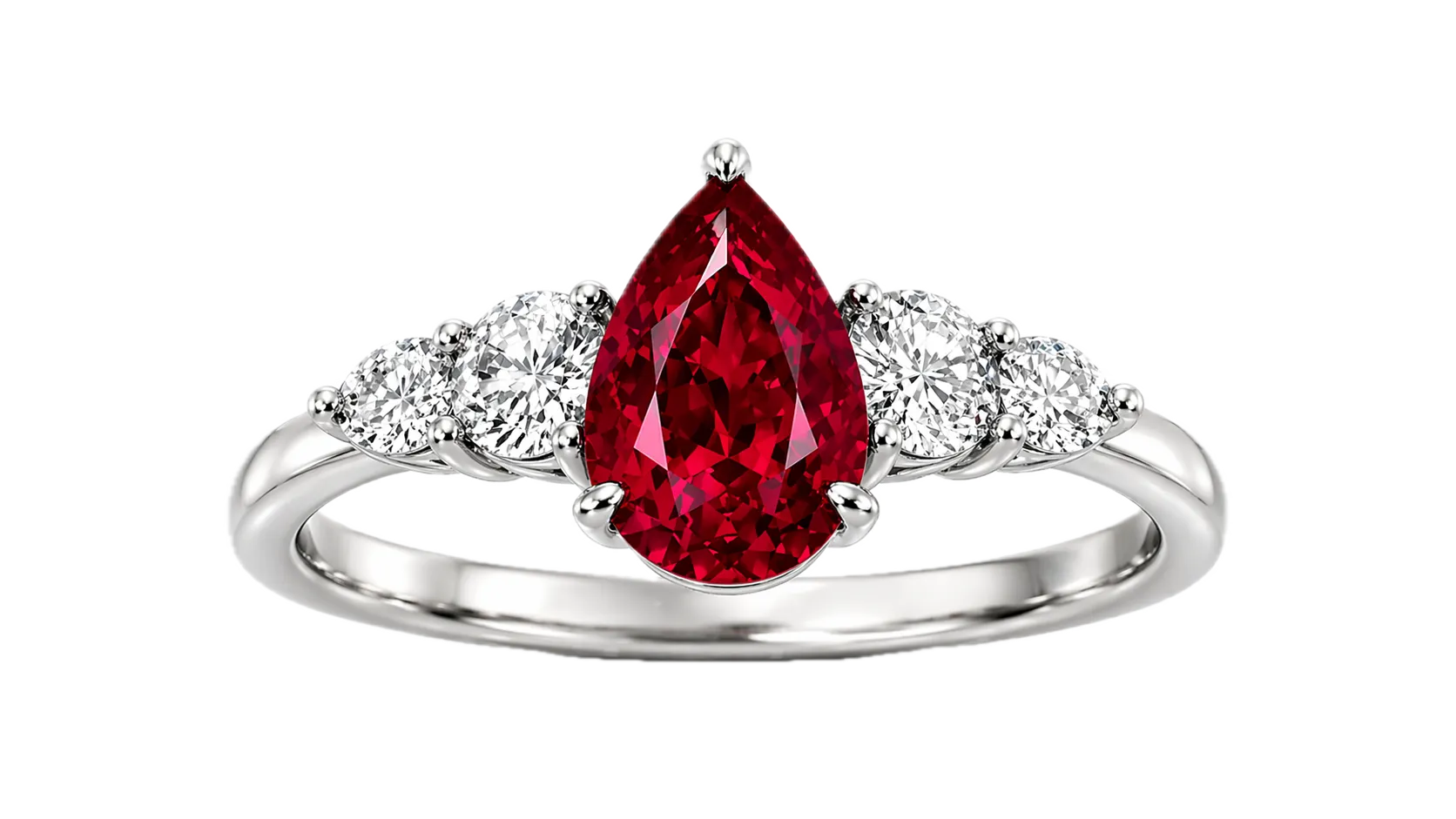 Pear ruby halo engagement ring